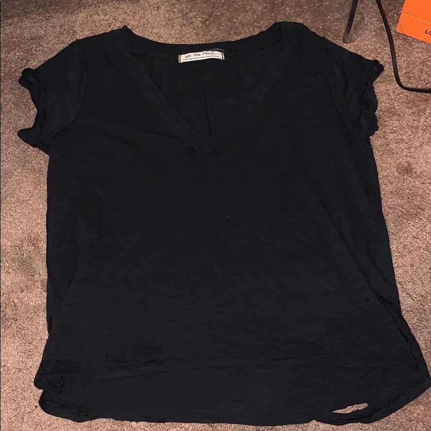 Free People Distressed Black Shirt New With Tags